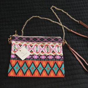 Stylein Multicolor Woven Crossbody with Teal, Orange & Pink Accents
